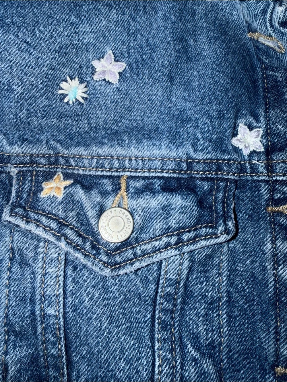Lucky Brand Denim Jacket with Star Embellishments - Blue